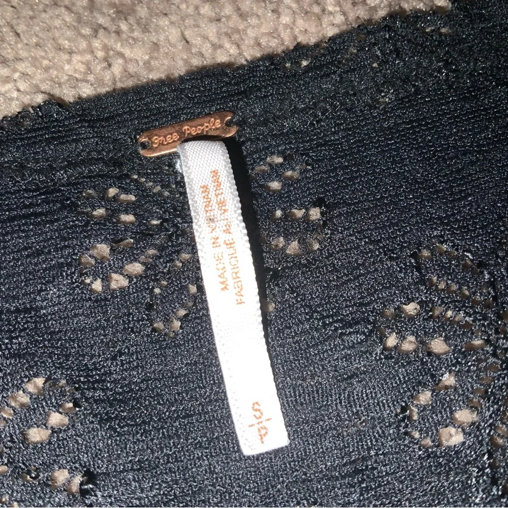 Free People Square Neck Floral Lace Dress Black Size S/P  Raw Edges, fully lined - Picture 4 of 6